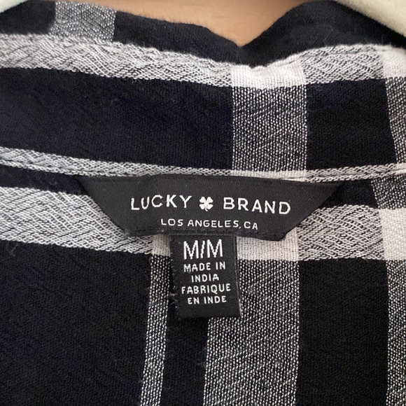 LUCKY BRAND 🍀 lightweight Black & White Plaid button down (M) LIKE NEW! - Picture 3 of 13